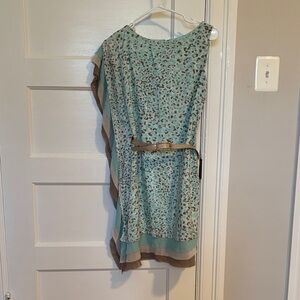 Vince Camuto Asymmetrical Leopard Print Dress in Blue and Brown